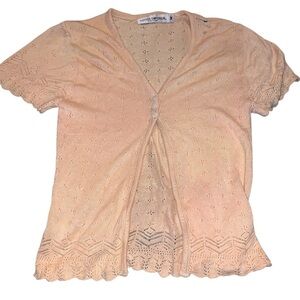 Medium vintage 90s y2k Cotton Emporium dainty Lacey eyelet cardigan 3 button